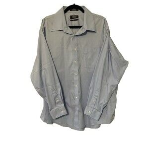 Nordstrom Mens Shop Blue Solid Button Up Shirt Classic Fit  Sz 18/‎ 34-35